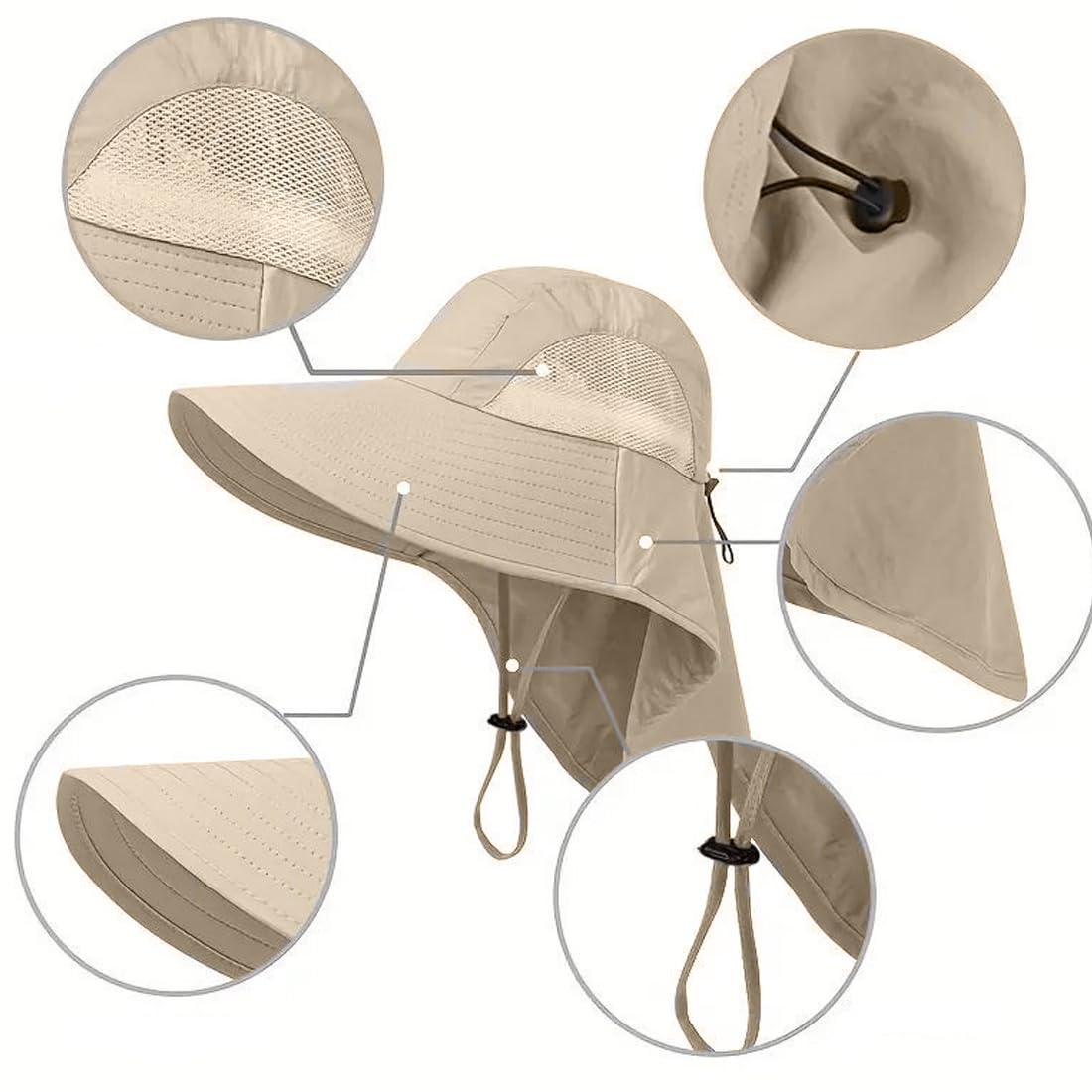 Sonnenhut Herren Damen,Safari Hat,Tropenhut Herren,Sonnenschutz Hut,UPF 50+ Outdoor UV Summer Cap mit Nackenschutz,Nackenschutz Sonne,Atmungsaktiv Verstellbar,Nackenschutz Sonne,Kühlkappe
