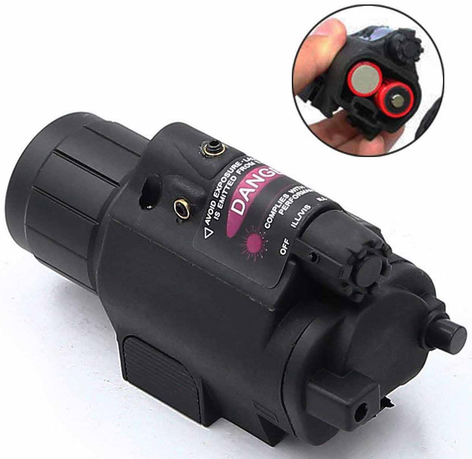 Torcia Rossa Combinata 200 Lumen per Armi con Supporto Picatinny 2 Batterie