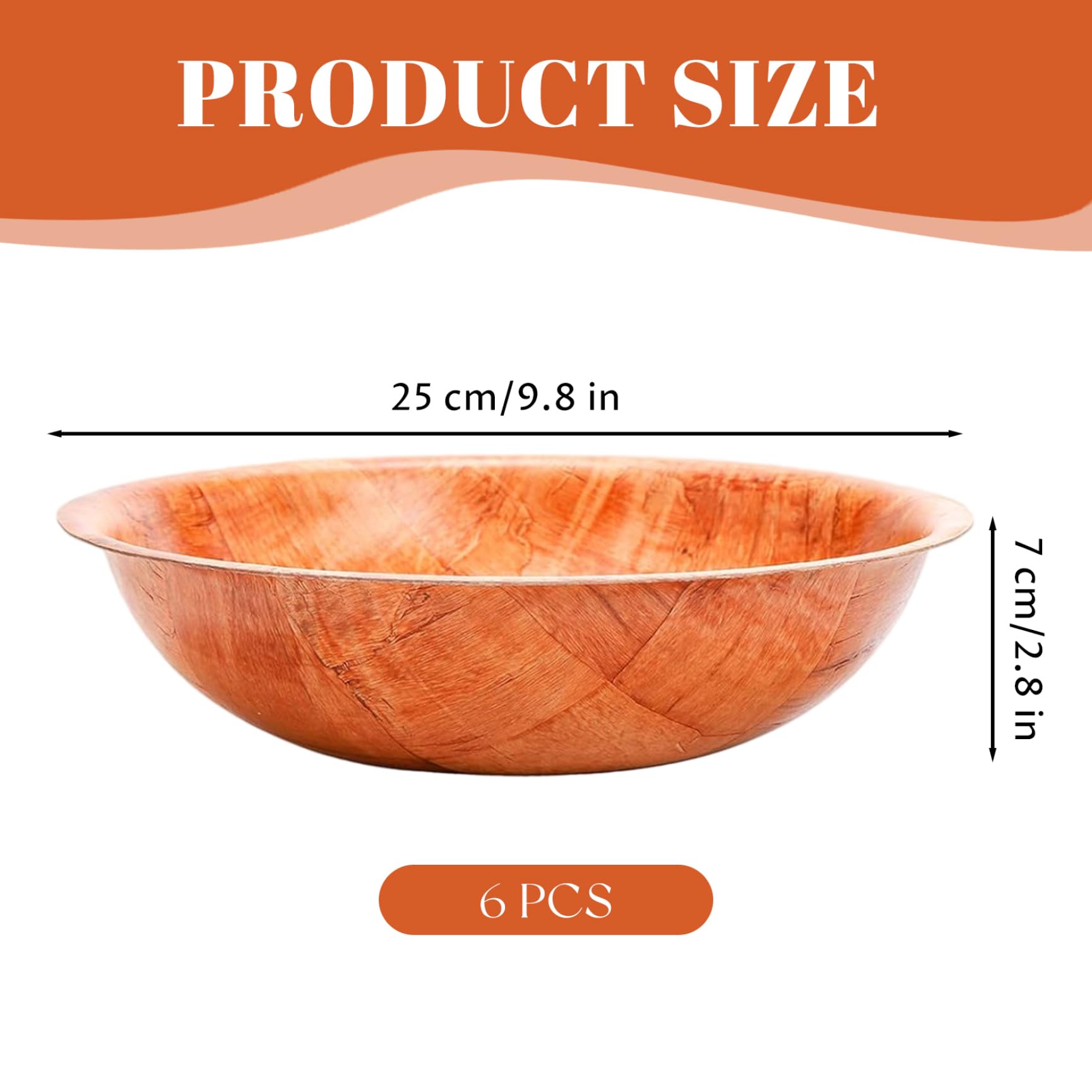 Ensaladera de Madera, 6 Unidades/Juego, ensaladera de Madera Natural apilable Redonda de 10 Pulgadas, Herramientas de Cocina rústicas para Frutas, Verduras, de ..