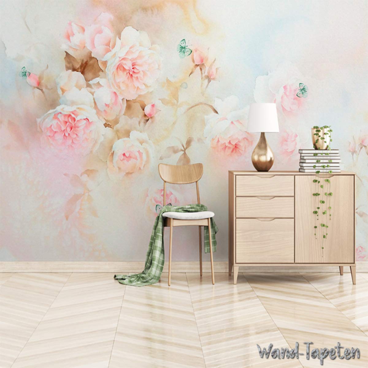 Vlies Fototapete Wandtapete Wandbilder Handgemalte Rosen Moderne Florale 3812 (300(B) x 210(H) cm)