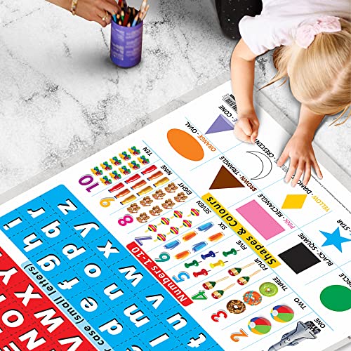 Image of Set of 2 Baarahkhadee and Alphabet, Numbers, Shapes & Colours Early Learning Educational Charts for Kids | 20 inchX30 inch inch |Non-Tearable and Waterproof | Double Sided Laminated | Perfect for Homeschooling, Kindergarten and Nursery Students