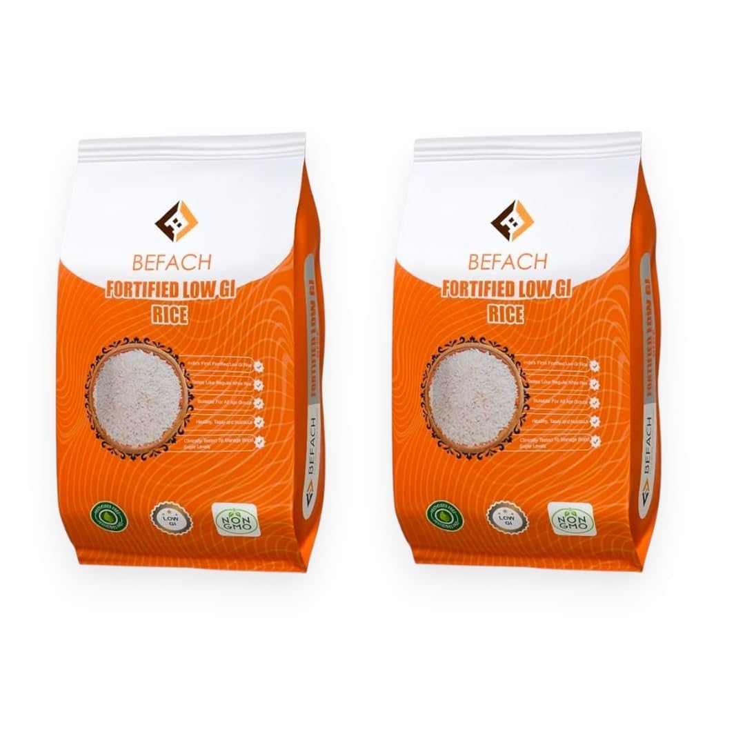 Befach Fortified Low GI Rice | Certified by National Institute of Nutrition | Low Sugar | Low GI | No Pesticides, Non GMO, Perfect for Diet & Diabetic People | 1Kg (Pack of 2)-image-24