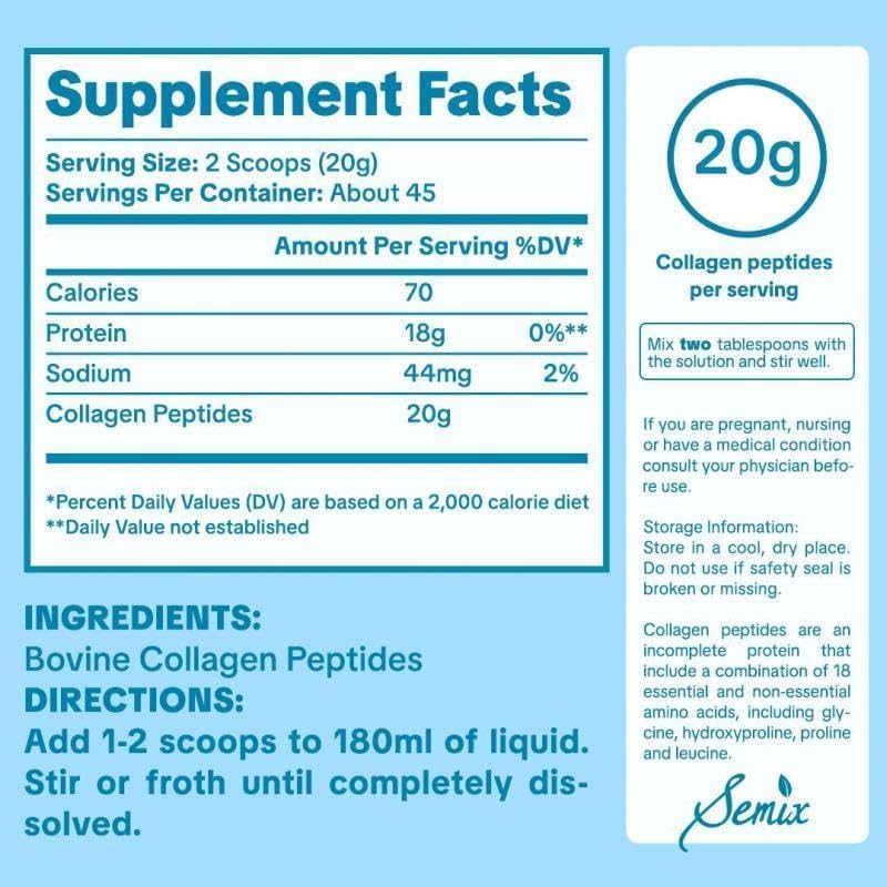 Miniatura 8 de Semix Polvo de péptidos de colágeno Polvo de colágeno hidrolizado de origen natural Apoyo para el cabello, la piel, las uñas y las articulaciones