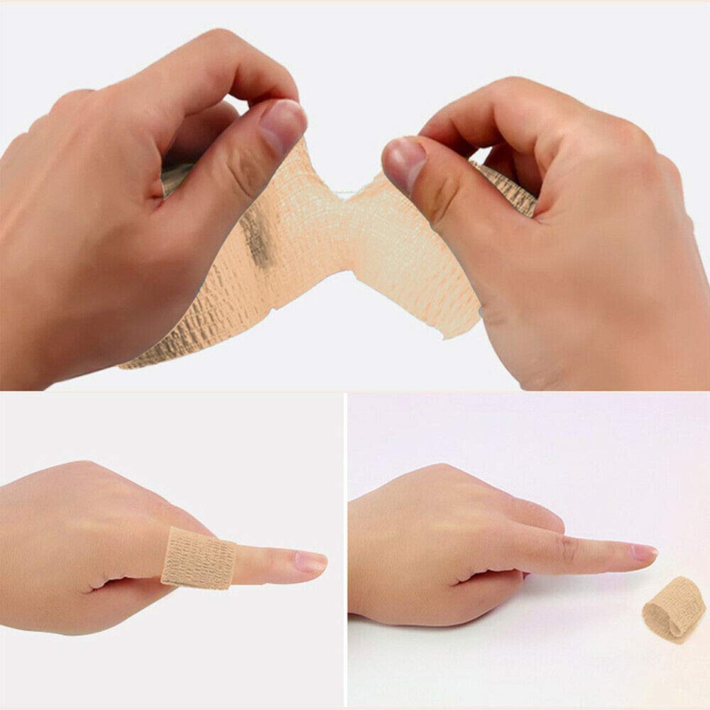 Cinta de vendaje BE-TOOL autoadhesiva para dedos, 6 rollos de 12 rollos de 2,5 cm x 4,5 m, cinta deportiva fuerte para esguinces de dedos e hinchazón, rollos de vendaje autoadhesivo, blanco