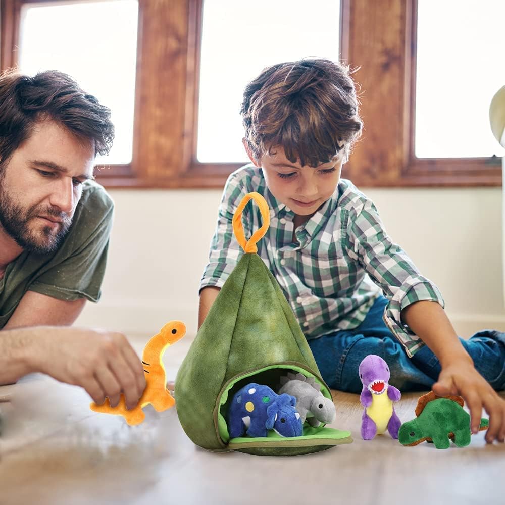 MorisMos Dinosaur Teddy Stuffed Animals, 30cm Green Mom Dino with Baby Inside - Image 3