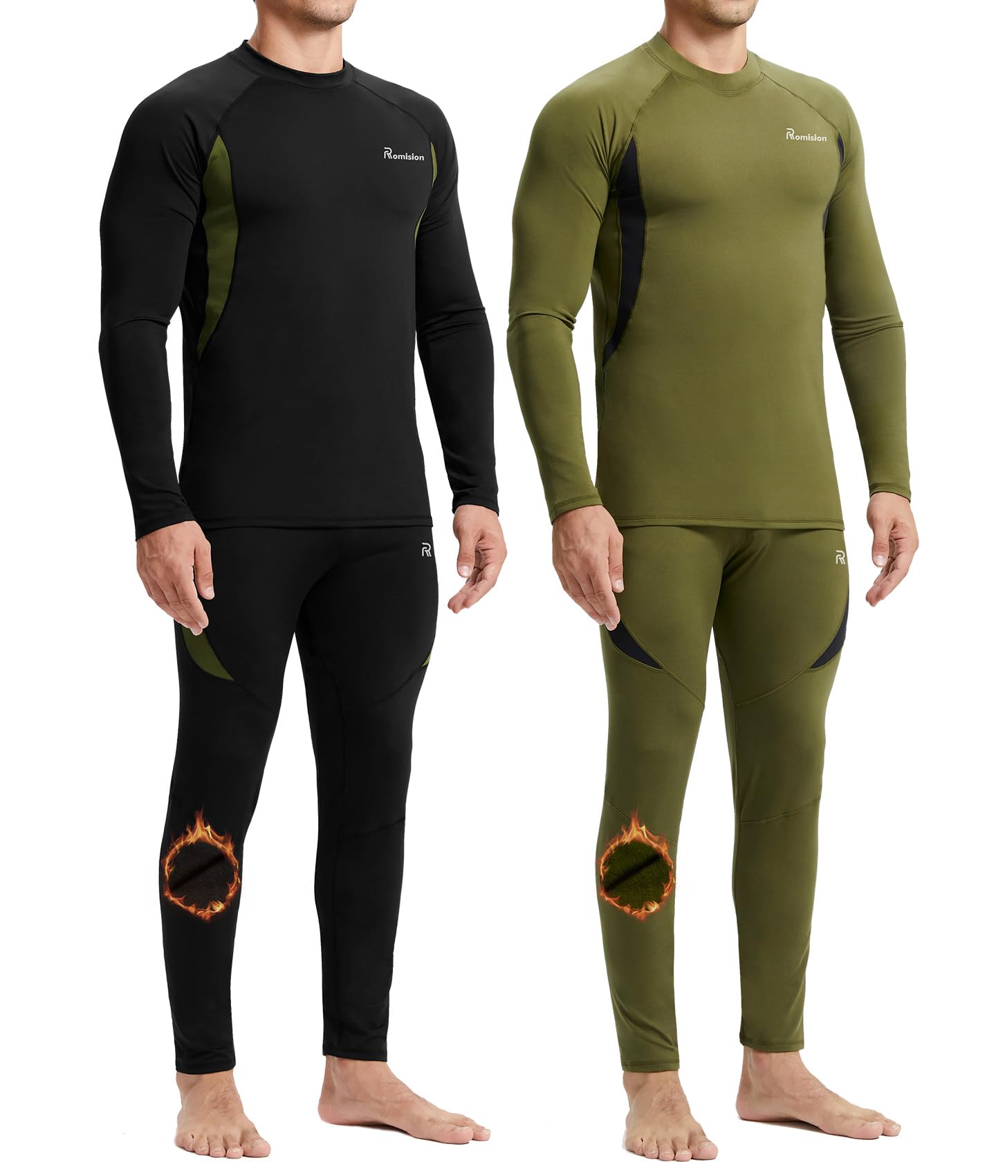 2 Pack Thermal Underwear for Men Long Johns Fleece Lined Hunting Gear Bottom Top Set Base Layer Cold Weather XS-4XL