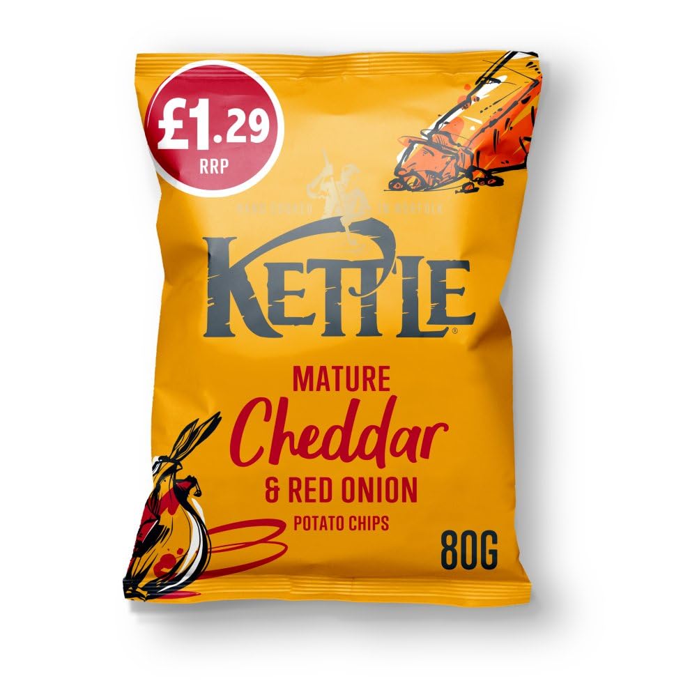 Kettle Chips Hand Cooked Potato Crisps 12 x 80g £1.39 (Mature Cheddar and Red Onion)