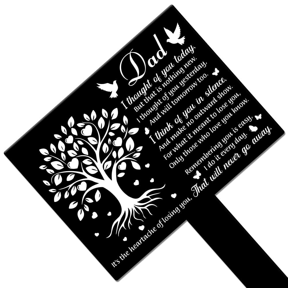 GLOBLELAND Rectangle Shaped Love Tree Dove Dad Garden Stake Memorial Remembrance Plaque Stake for Cemetery Acrylic - Image 2