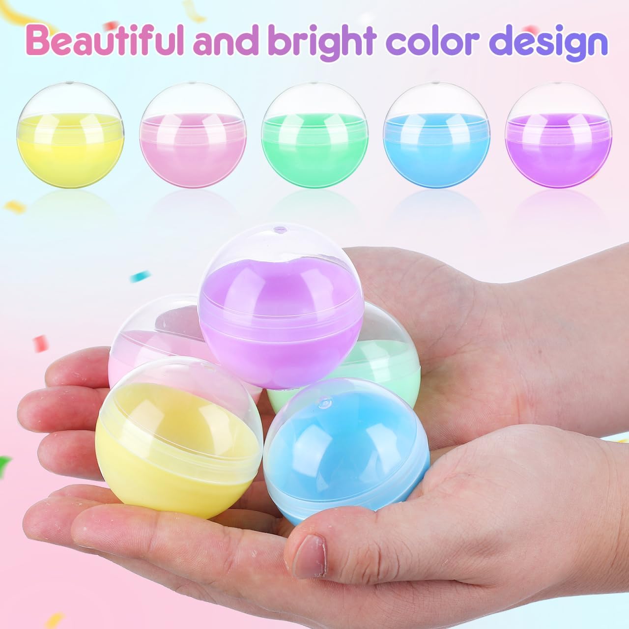 SOIMISS 50 Pcs Round Balls 2 inch Vending Empty Plastic Ball Containers for Party Favors Candy Storage Small Item Display DIY Crafts and Decorations