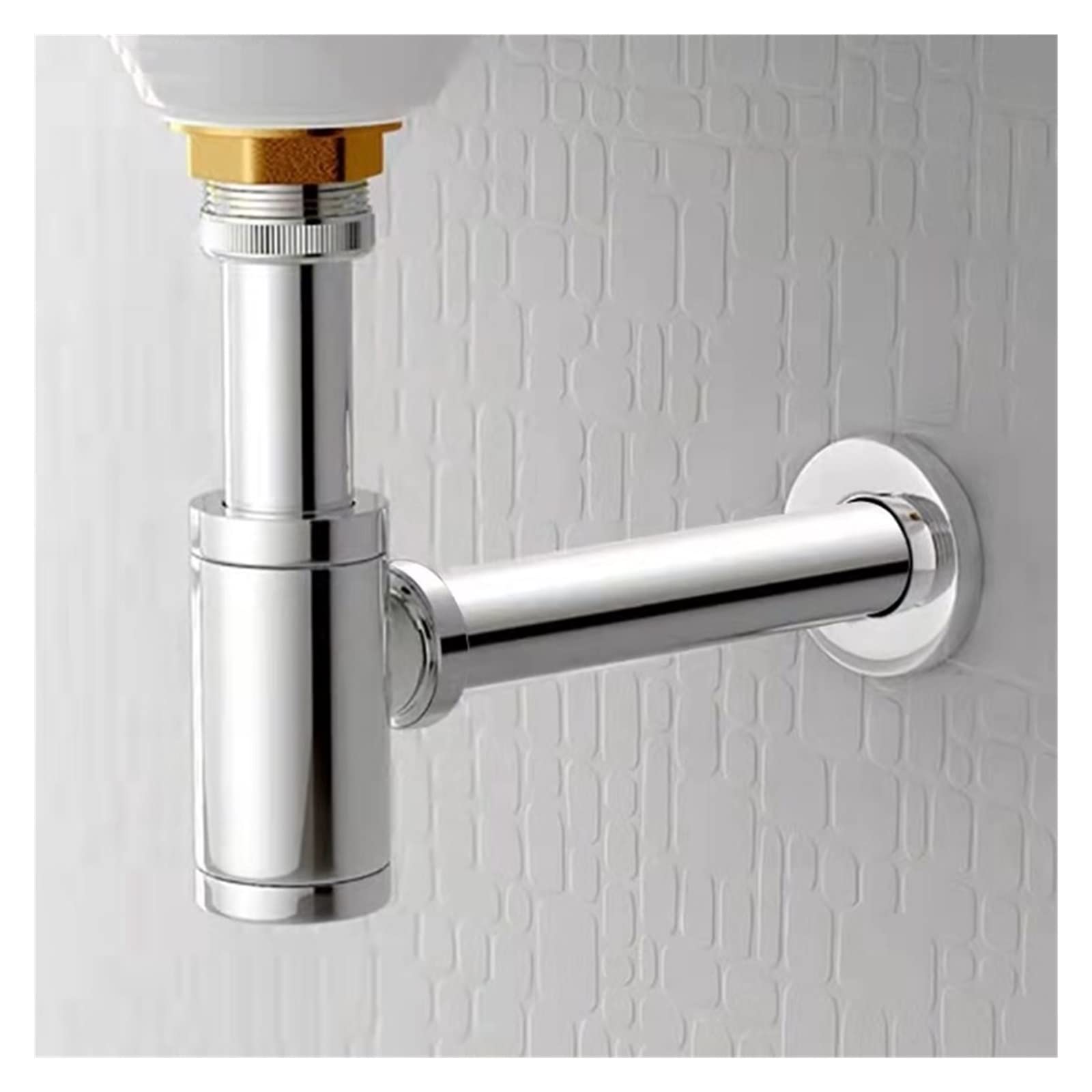 yaoqijie Kit de fila de pared de alcantarillado de lavabo, fregadero de baño de latón cromado, desagües de sifón, trampa for botellas con desagüe emergente, accesorios de tubería lasting ( Color : 2 )