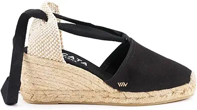 VISCATA Escala Espadrille Canvas Wedges with Sleek Ankle Laces Women's Lace Up Shoes Handmade in Spain Organic Cotton Canvas and 100% Natural Jute Midsole for All Occasions