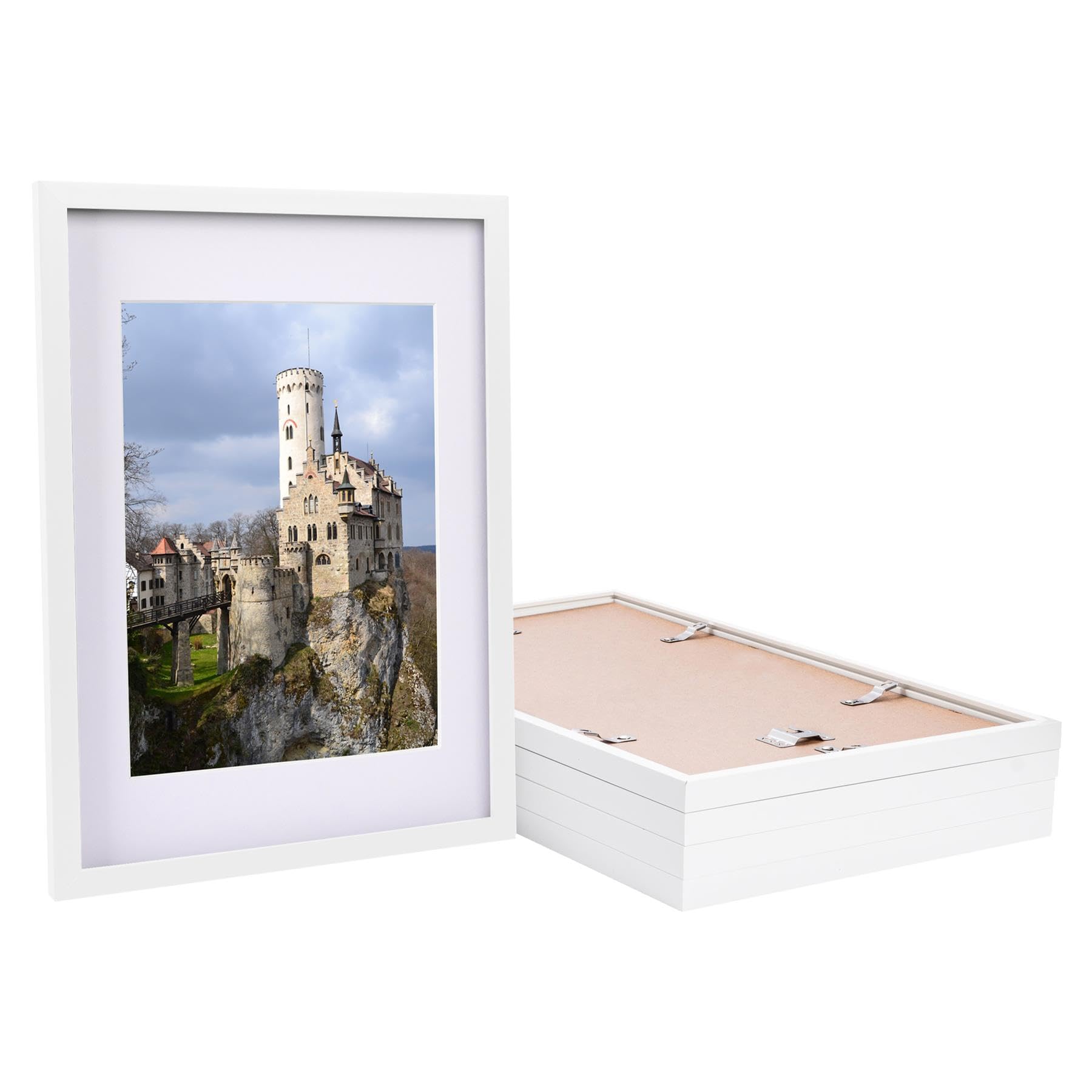 Nicola Spring A3 Picture Frames with A4 Mounts - 5 Pack White Photo Frame (29.7 x 42cm) - Landscape Portrait Display with Glass Aperture for Freestanding & Wall Mounting Certificate, Poster
