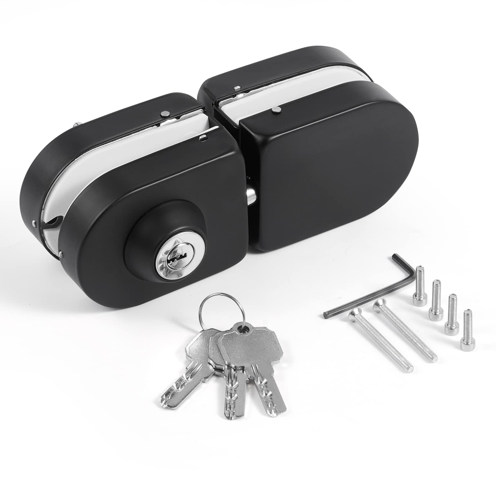 Ranbo Frameless Double-Sided Glass Door Lock, No-Drill, 304 Stainless Steel, Suitable for 10mm-12mm Thick Glass Doors