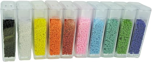 Miniatura 7 de Juego de 10 colores – Miyuki tamaño 11/0 cuentas de semillas redondas, 3.53 onzas – Colección básica opaca en contenedores abatibles y caja de