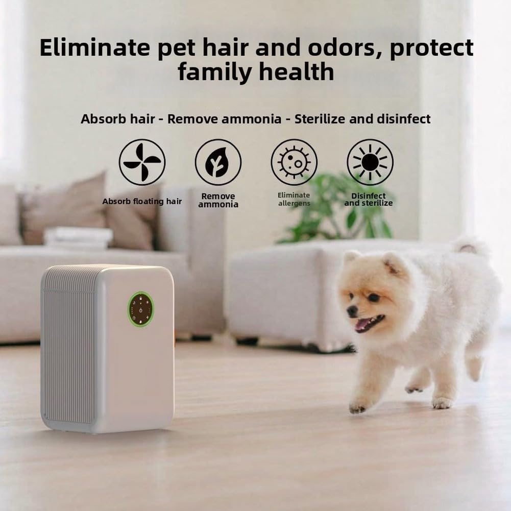 Purificador de aire inteligente para mascotas con filtración avanzada para eliminar el pelo de mascotas, el polvo y la caspa con pantalla táctil y modo nocturno silencioso para hogares