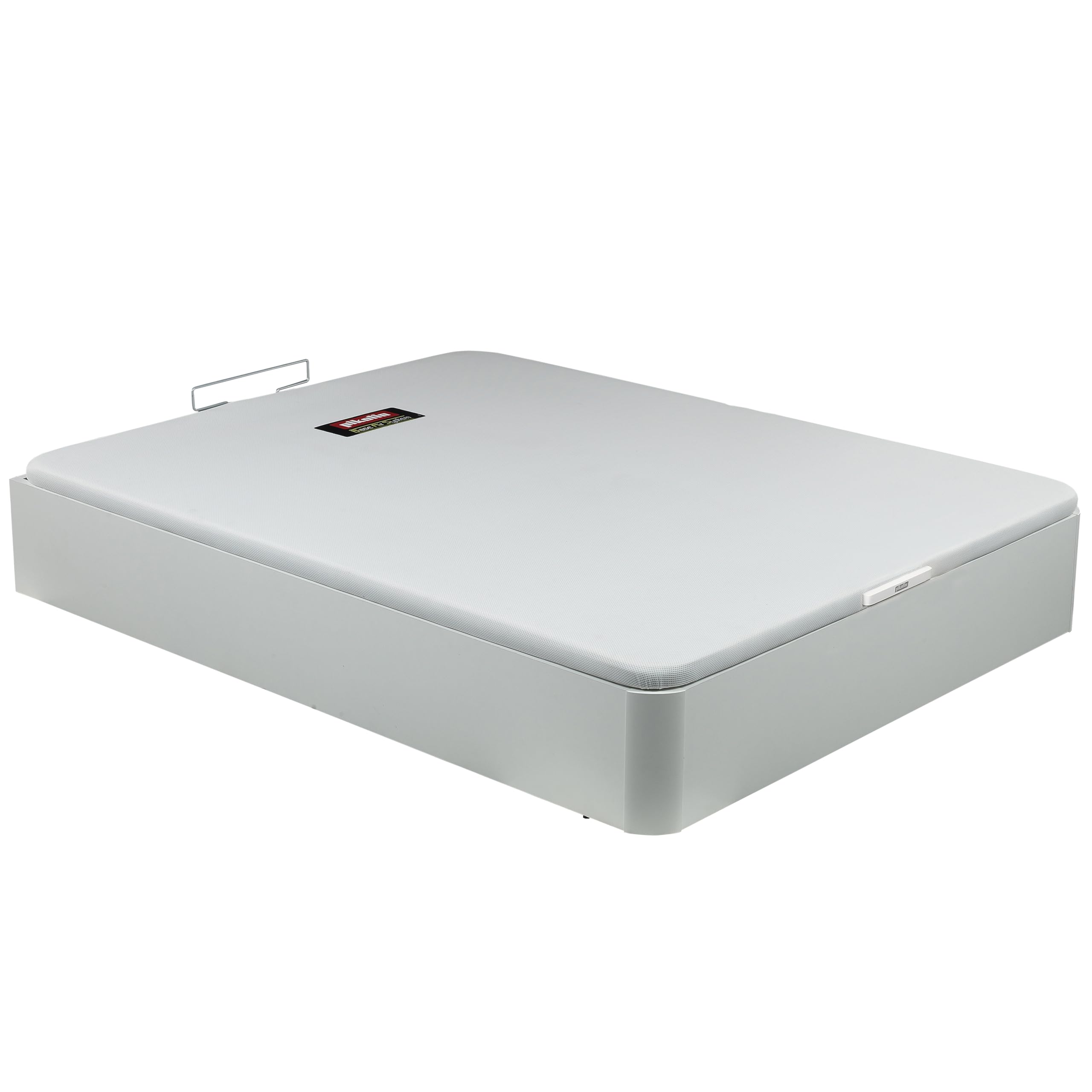 PIKOLIN Canapé Abatible de Madera con Gran Capacidad | Montaje y Retirada Usado Incluido | Esquinas Delanteras Redondeadas | 150x190 | Color Blanco | 32 cm Altura | AIRBOX