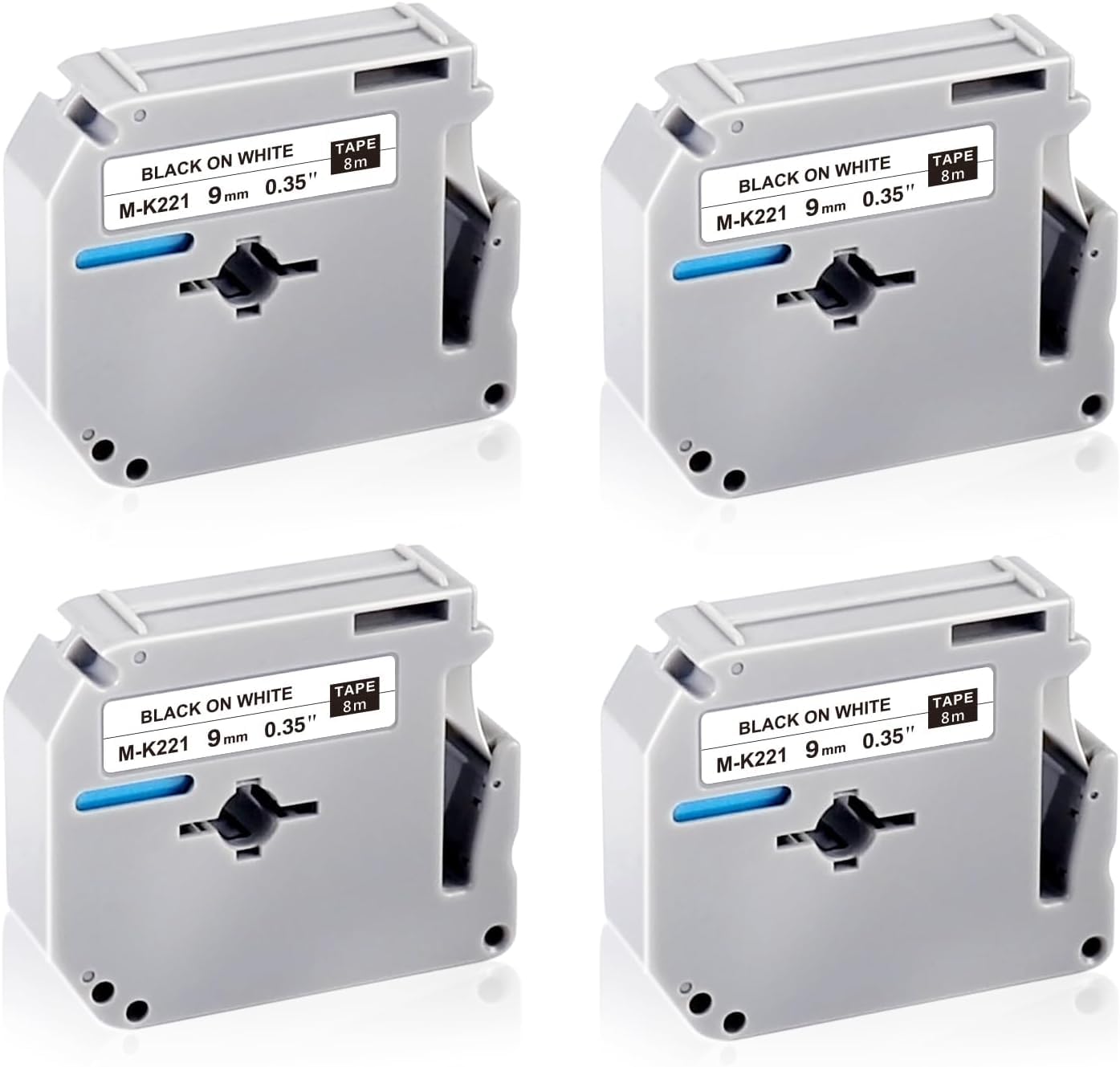 UNOKA M Tape 9mm Compatible for Brother M-K221 M-K221S M-K221BZ MK221s MK221 9mm 3/8 White Labelling Tape Cassette for Brother Ptouch PT-M95 PT-65 PT-80 PT-90 PT-55 PT-70, 4-Pack