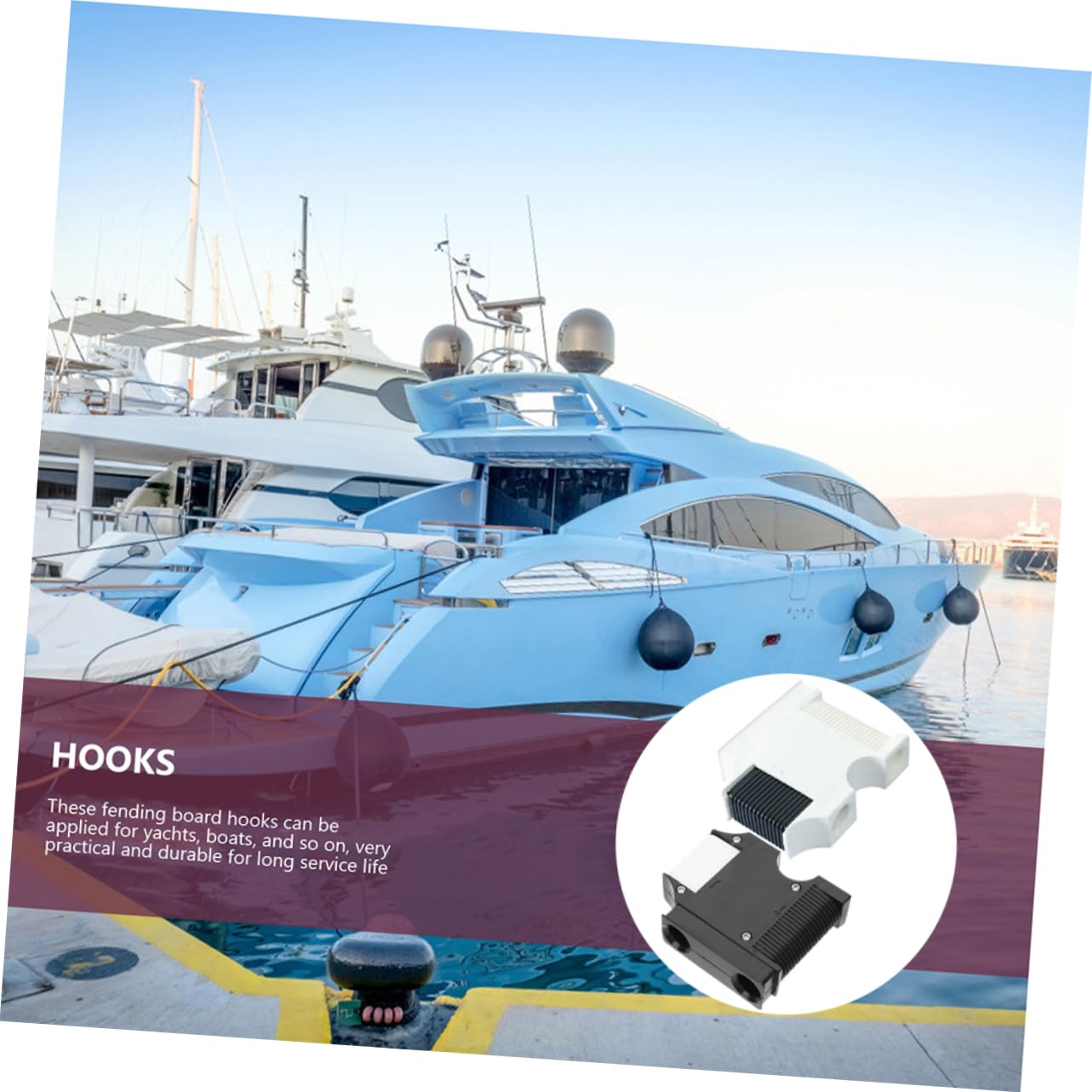 BESPORTBLE 4sets Boat Adjuster Hooks Marine Hardware Plastic Boat Bumper Hanging Holder Easy to Use Boat Hanger for Yacht 2pcs*4