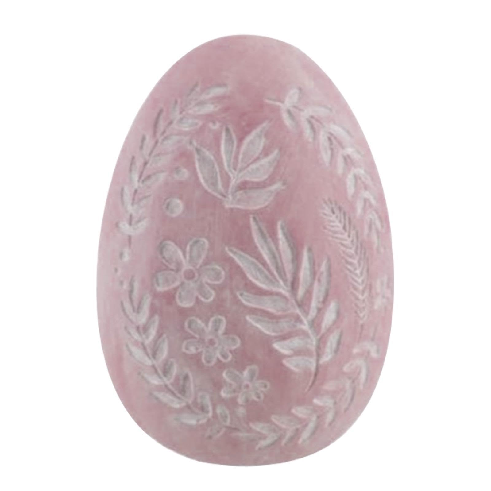 LIXSAZSE Easter Sculpture Egg Figurine Resin Ornament Handcrafted Floral Pattern Gifts Artwork Stunning Decorative Crafts For Any Living Space Easter Egg, Pink, 8.4x8x10.5cm