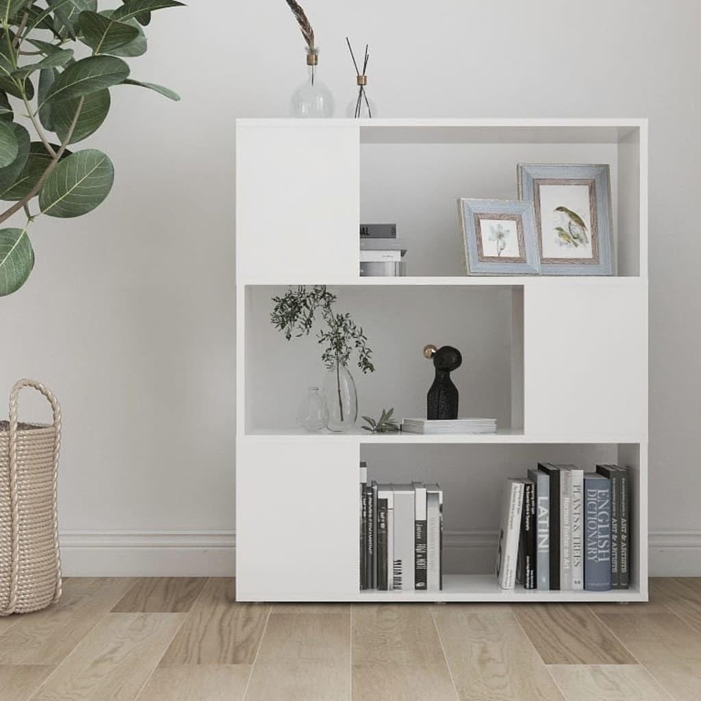 Générique Biblioteka biała 80x24x94 cm 3 przegródki | Przegroda na części, solidna półka, schowek na książki i DVD, klasyczna dekoracja