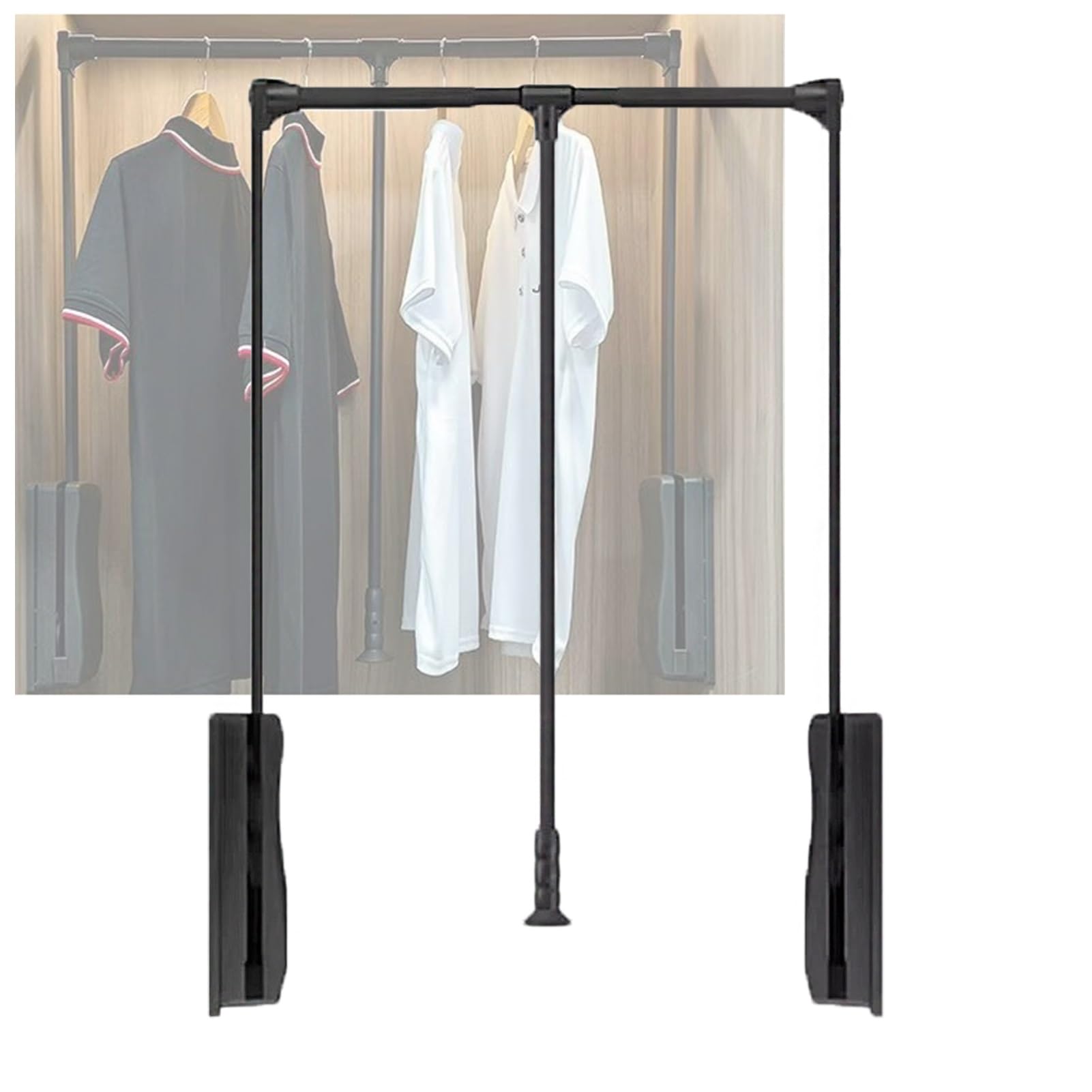 HTTGDGDH Adjustable Pull Down Closet Rod, Side Mounted Wardrobe Organizer For 21.65-49.21 Inch Cabinets, Perfect For Bedroom Storage,Black-700-930mm