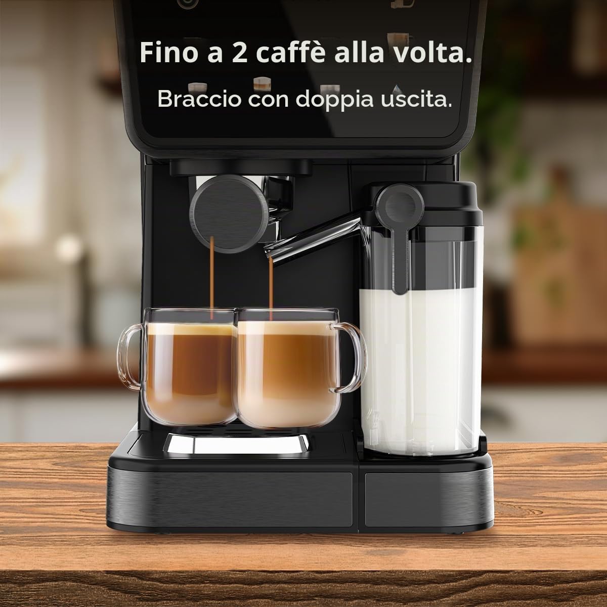 Cecotec Macchine da Caffè Espresso Semiautomatiche Power Espresso Touch ColdBrew Latte. 1350W, 20 Bar, Freddo, Tiepido, Caldo, Schermo Tattile, Serbatoio Acqua 1.5L, Latte 500ml, Doppio Braccio