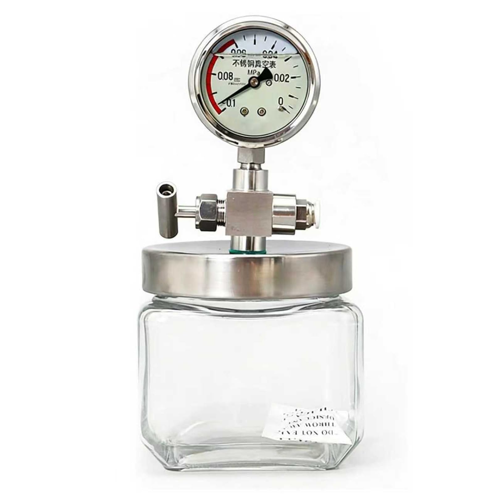 Szklana komora próżniowa, 250 ml/500 ml/800 ml, zestaw do usuwania pęcherzyków z żywicy, z manometrem próżniowym, do konserwacji próbek laboratoryjnych, silikonu i żywic epoksydowych (800 ml)