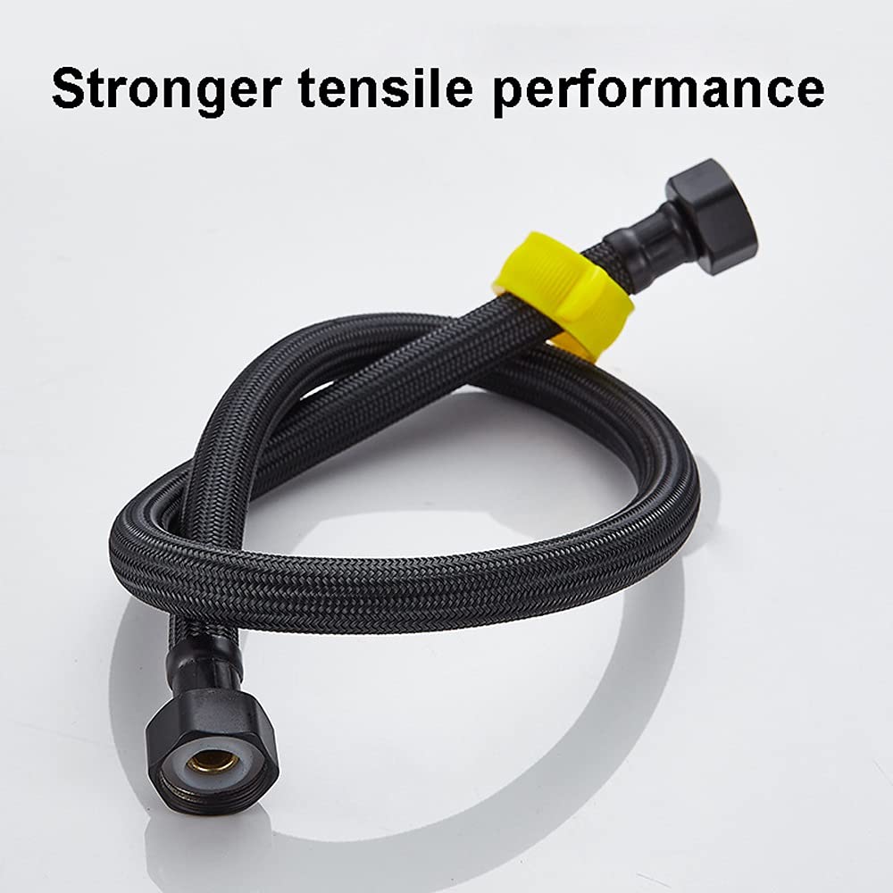 ALYHYB Par de 1/2 "x 1/2" BSP (20-150cm) Cuenca de Cocina Monobloc Mezclador Tubo de capuchón Tubo de Manguera Negro 304 Acero Inoxidable Metal Trenzado Espesado Agua de Agua fría y Caliente Manguera