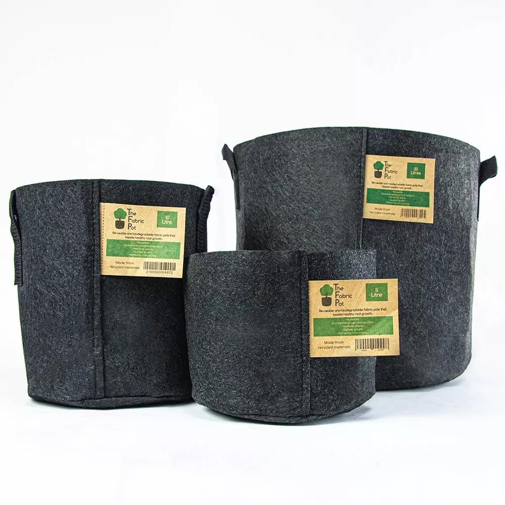 Fabric Grow Bags – Round Black Fabric Pot (1L–80L) with Handles | Breathable & Reusable | Multi-Pack Options: 1, 3, 5, 10 (3, 5L)