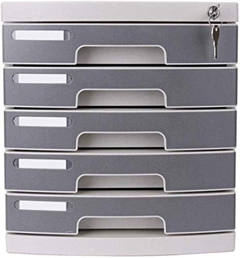 VUIKLCty File Cabinet Horizontal 5 Drawers Locked File Storage Cabinet Tissue Gray Home Office Furniture Bookshelf