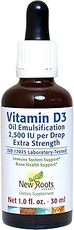New Roots | Vitamin D 2500 IU Drops for Adults (30 ML), Fast Absorption, Effective Immune System Support Supplement