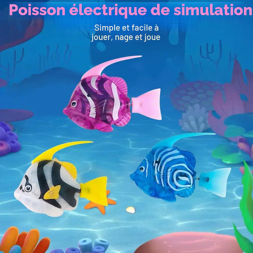 Lot de 4 poissons Robo - Jouet électronique pour chat - Poisson électrique lumineux - Fonctionne avec piles - Jouet flottant interactif pour enfants et animaux domestiques
