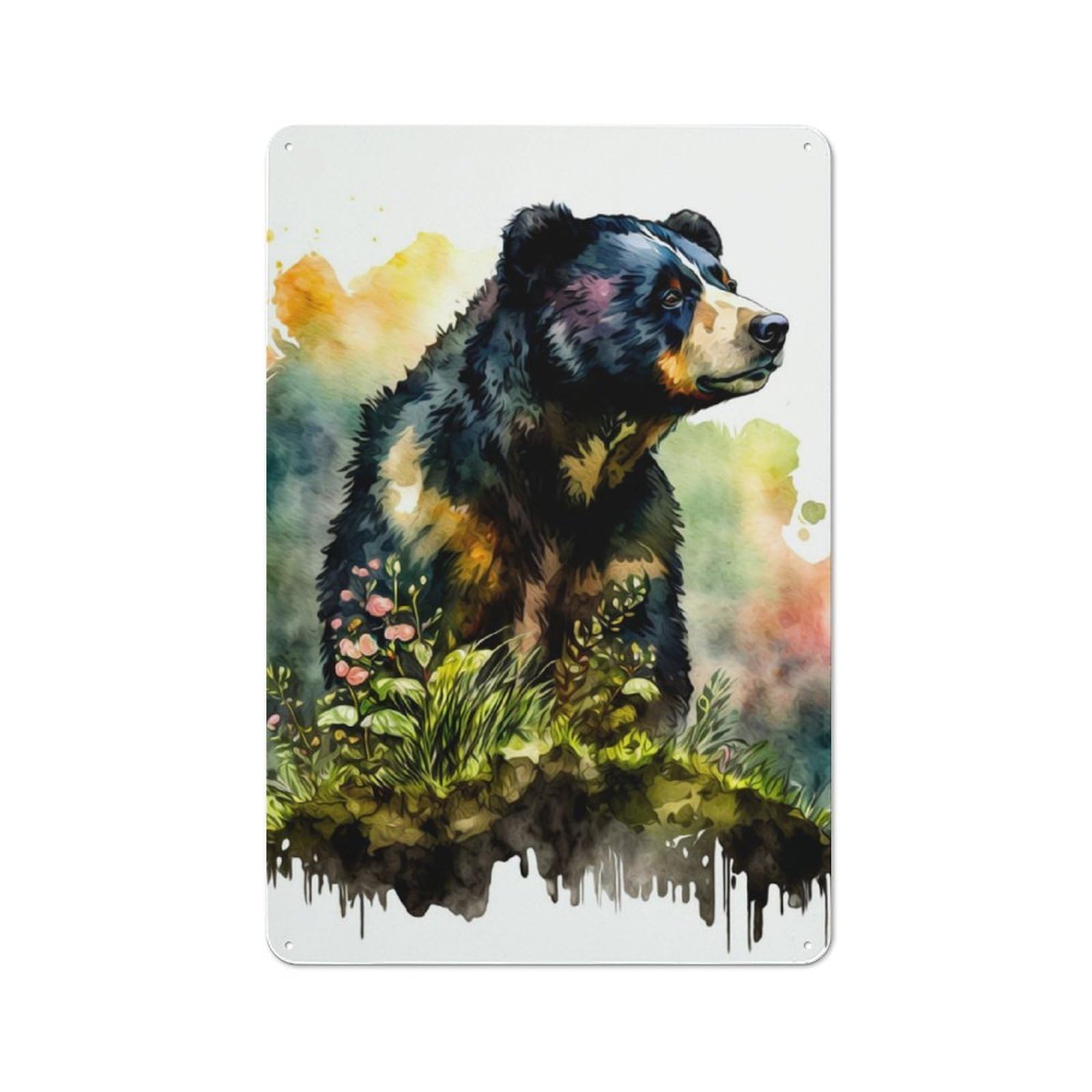 Bear Retro Metal Wall Decor 30x20cm, Metal Sign for Pub, Home Bar, Shed Or Man Cave, for Relaxed Wall Styling