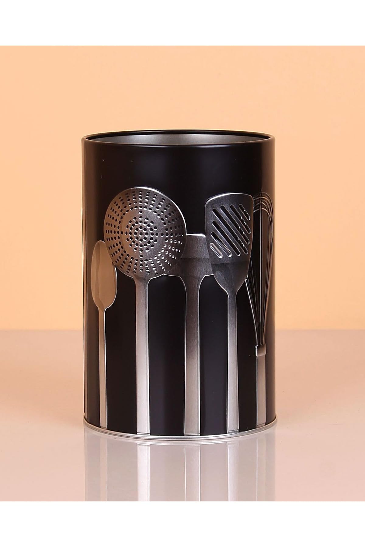 UCR HOME Metal Silindir Desenli Kaşıklık Servis Kepçe Kevgir Düzenleyici Toparlayıcı