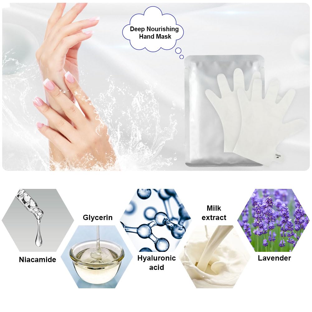 AOGOE Hands Moisturizing Gloves, 6 works Hand Skin Repair Renew Mask, Moisture Enhancing Gloves for Dry Aging - Image 2