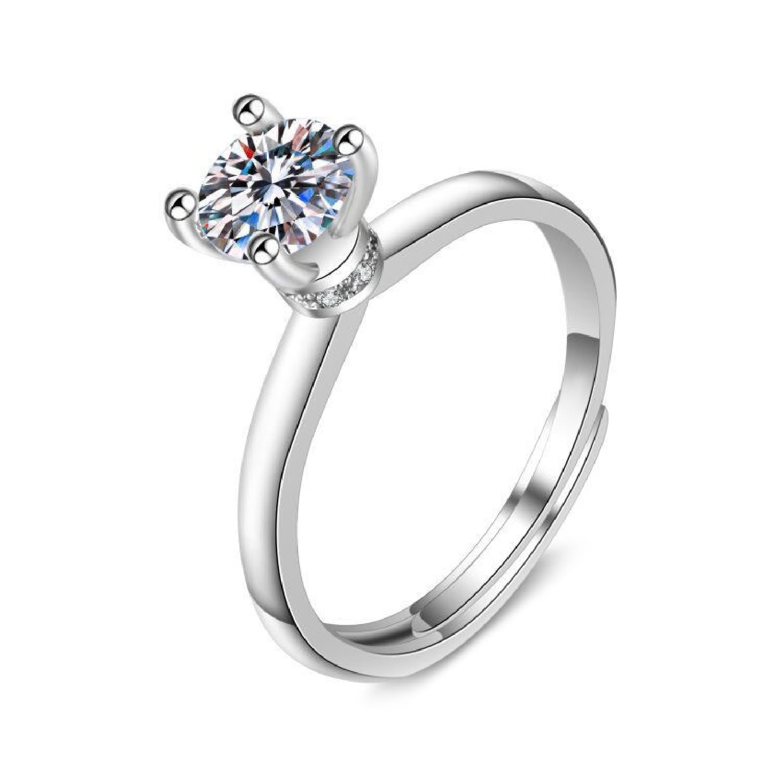 Wycian Pierścionki przyjaźni białe złoto pierścień strażnik 18K laboratoryjny diament klasyczny 4 bolce okrągłe 1 ct cyrkonia sześcienna 6,5 mm rozmiar H 1/2 moda dla siostry biżuteria walentynkowa