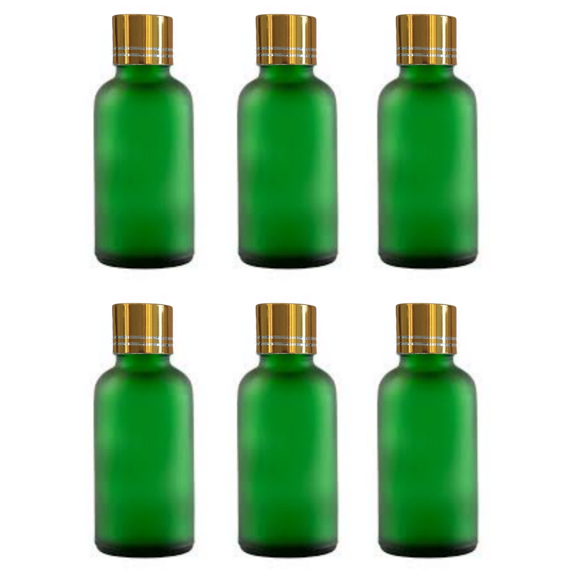 Devinez (Pack of 6) Multipurpose Refillable Green Color Frost Round Glass Bottle, 30 ml with Golden Cap and V Drop Nozzle for Cosmetics, Serum, Essential Oils, Blends, Skin Care, Travel, Toners & DIY