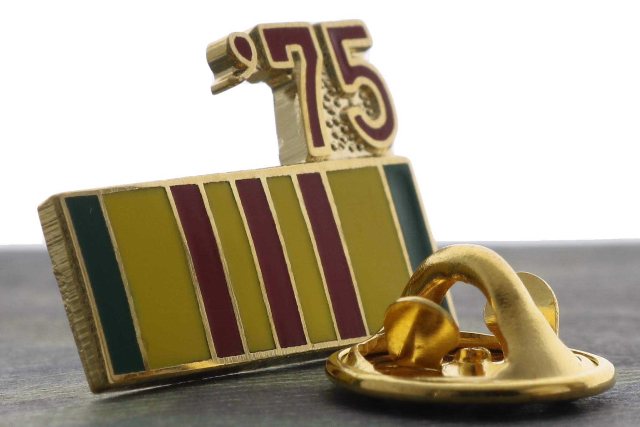 Sujak Military Items Vietnam Service Ribbon 1975 Hat or Lapel Pin HON14803, Yellow Red Green Gold, Small