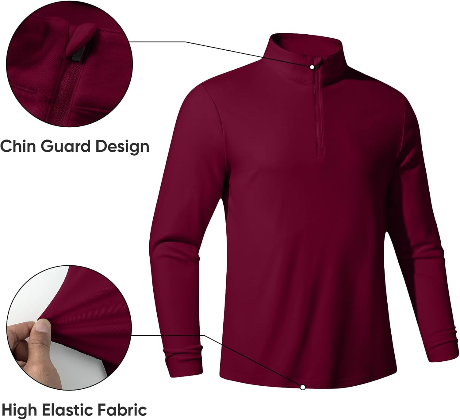 Men's Quarter Zip Pullover Fleece Lined Long Sleeve Solid Color Shirts 1/4 Half Zip Sweatshirts - Image 4