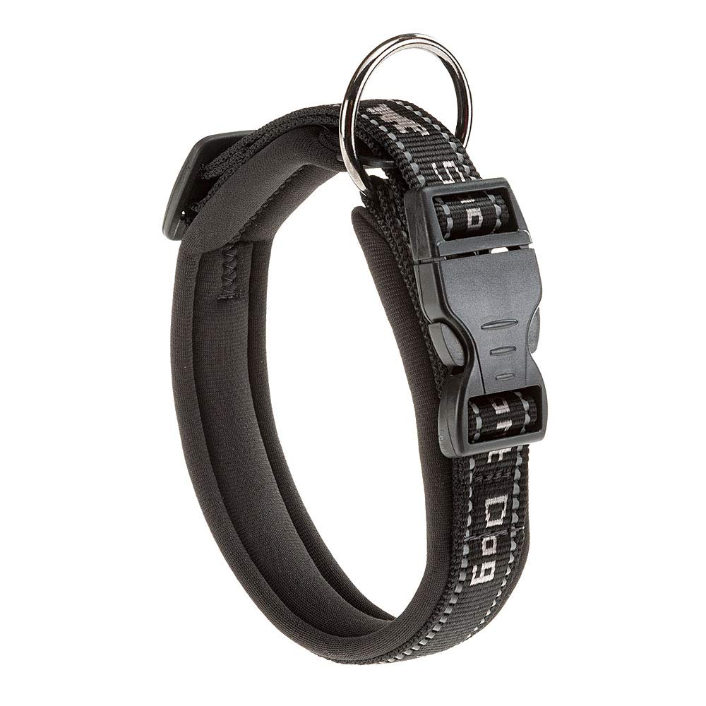 Ferplast Dog Collar SPORT DOG, Dog Collar Medium Dog, Soft Padding, Reflective Nylon Dog Collar, Pet Name Tag, Size: 2 cm (33-43 cm), Grey