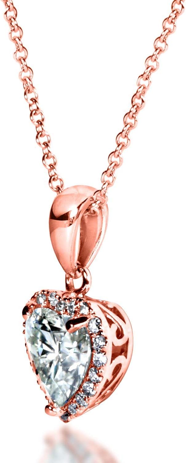 Kobelli Heart-Shape Moissanite Necklace 1 1/10 CTW 14K Gold
