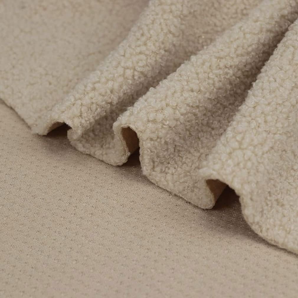 LNN Tela de piel sintética Beige, 150cm ancho, suave, tela oveja imitación for ropa, manualidades costura para Vestuario,Costura