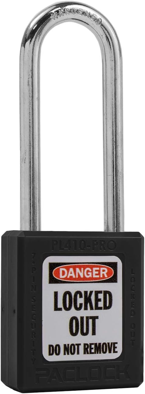 PACLOCK's PL410-PRO Safety Lockout (Loto) Padlock, 2-1/2" Tall Hard. Steel Shackle, High Performance 7-Pin Cylinder w/ 1 Key, Keyed Alike, Green