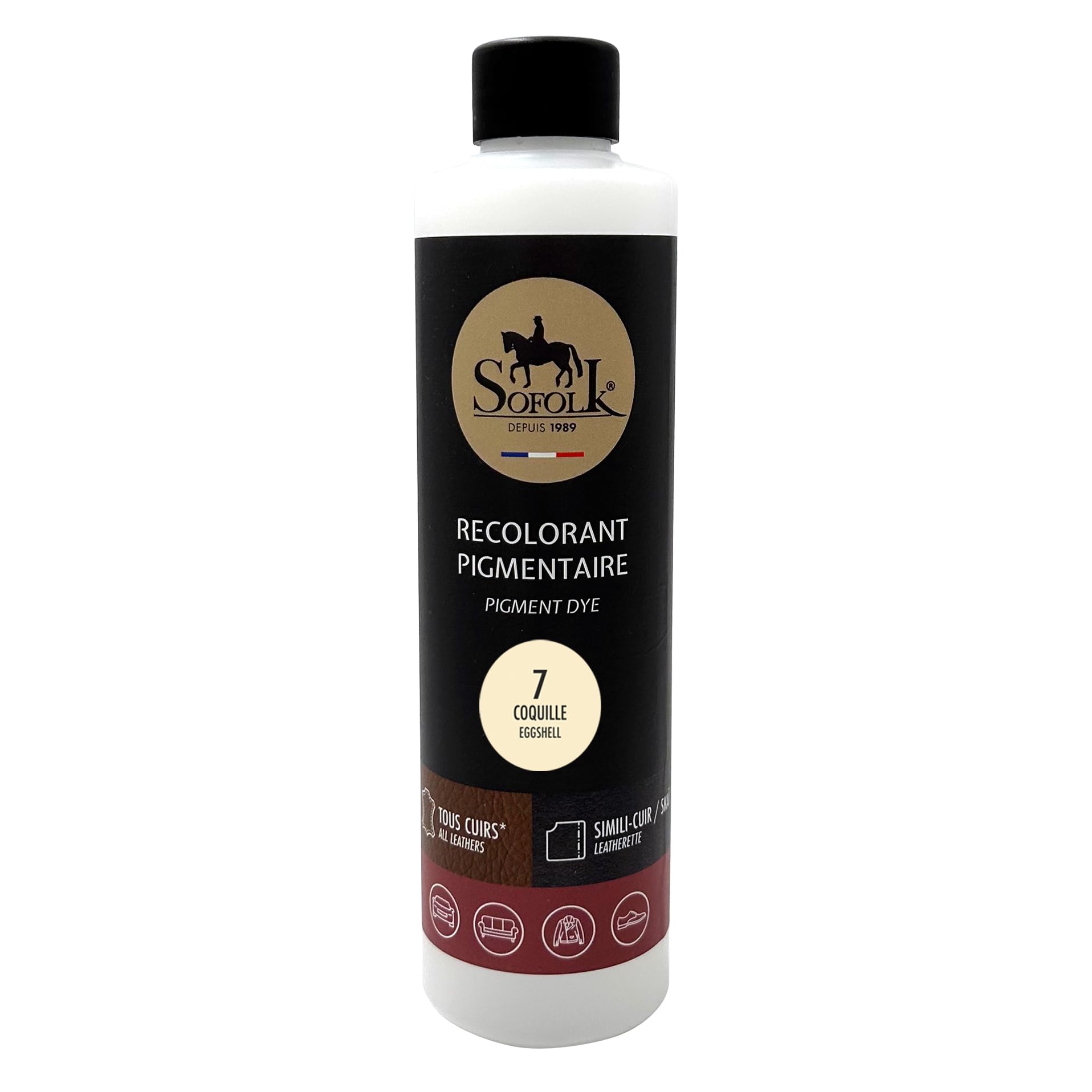 Sofolk - Pintura Cuero/Polipiel - Recoloración para cuero dañado, rayado, arañado, descolorido - Volante de coche, asiento de coche, sofá, zapatos - 125ml - 00-WHITE — view 45