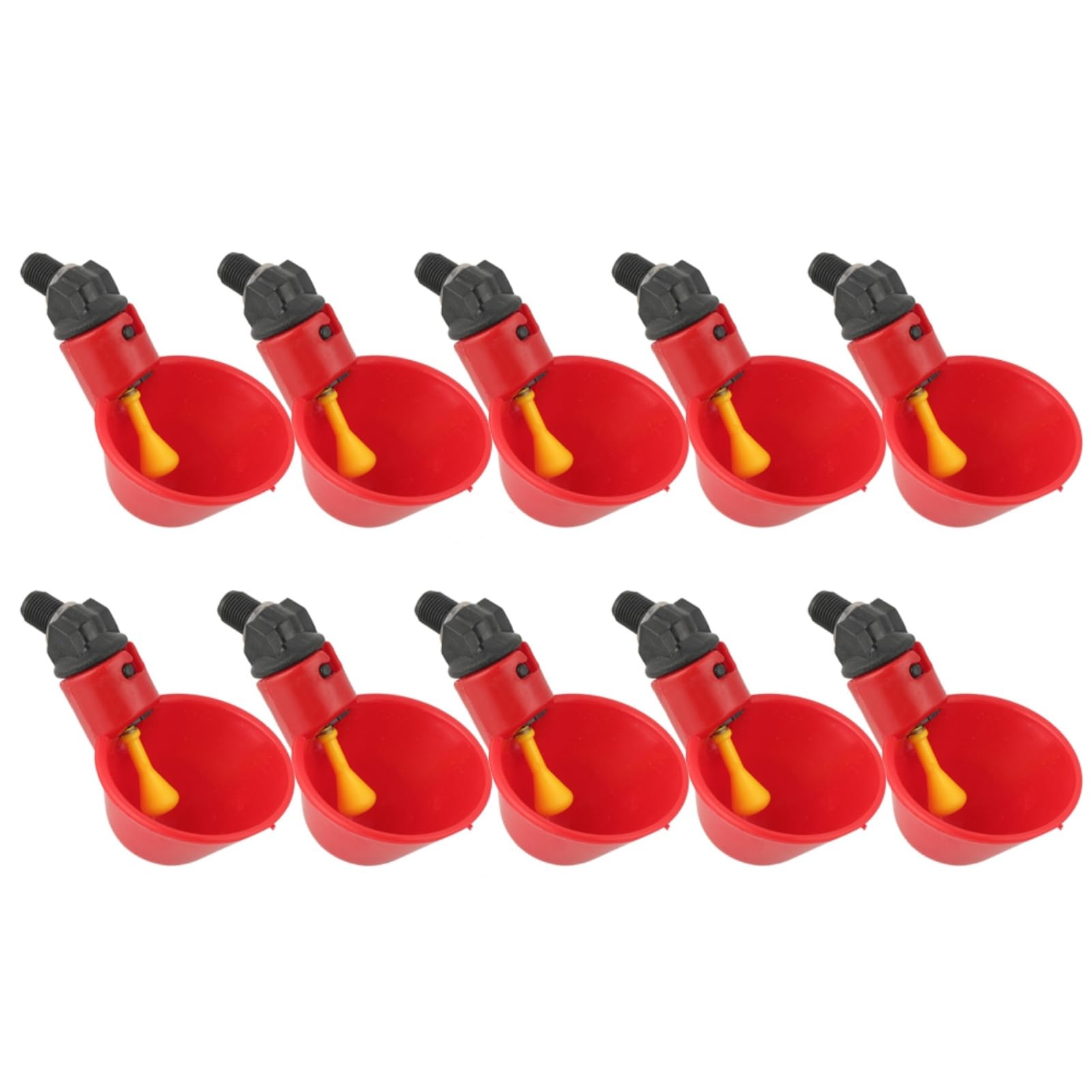 Broco 10 Bebederos de Taza para Gallinas, Vasos Automáticos de Agua para Aves de Corral, Bebedero para Pollos, Patos, Gansos, Pavos con Fijación Lateral o Inferior