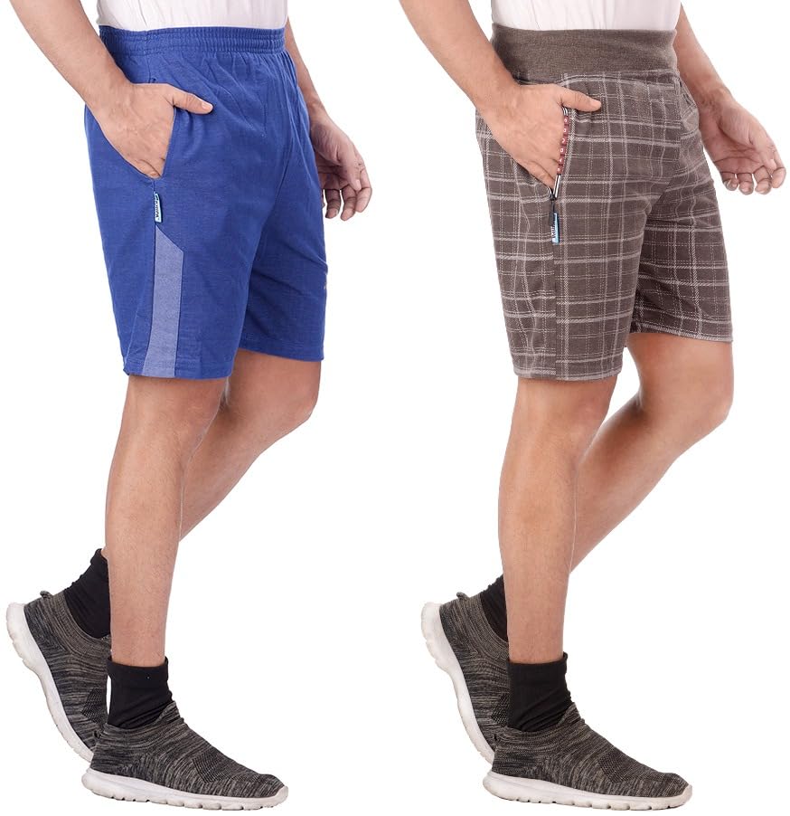 V D Sales, Pack of 2 Different Design Cotton Blend Shorts/Half Pant/Bermuda for Men - Casual/Sports/Lounge Wear for All Waist Sizes- 30 inches to 34 inches-picture-13