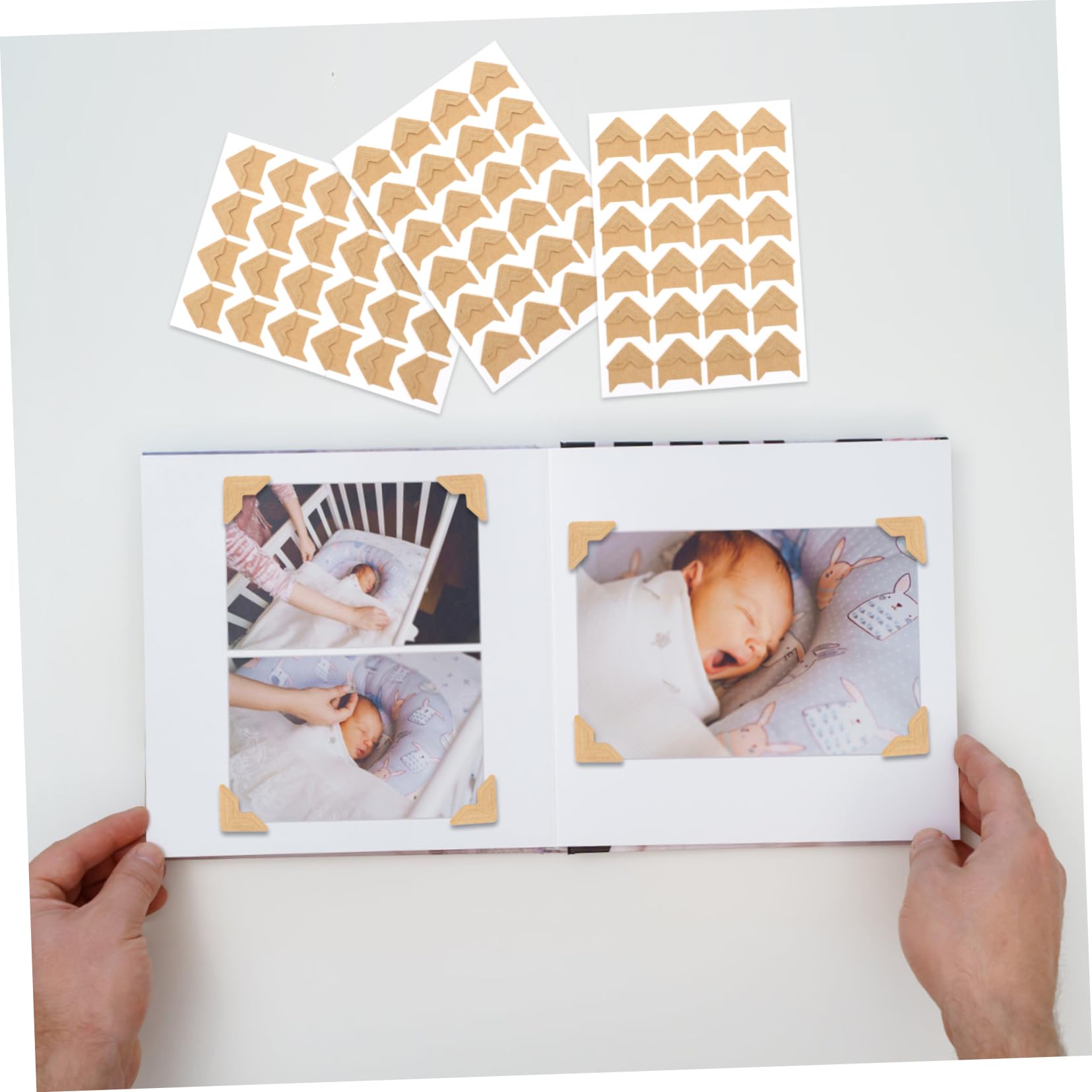 NUOBESTY 50blätter Fotoecken Klebefotoecken Für Scrapbooking DIY Fotoalben Und Journals Selbstklebend Vintage-papierdesign