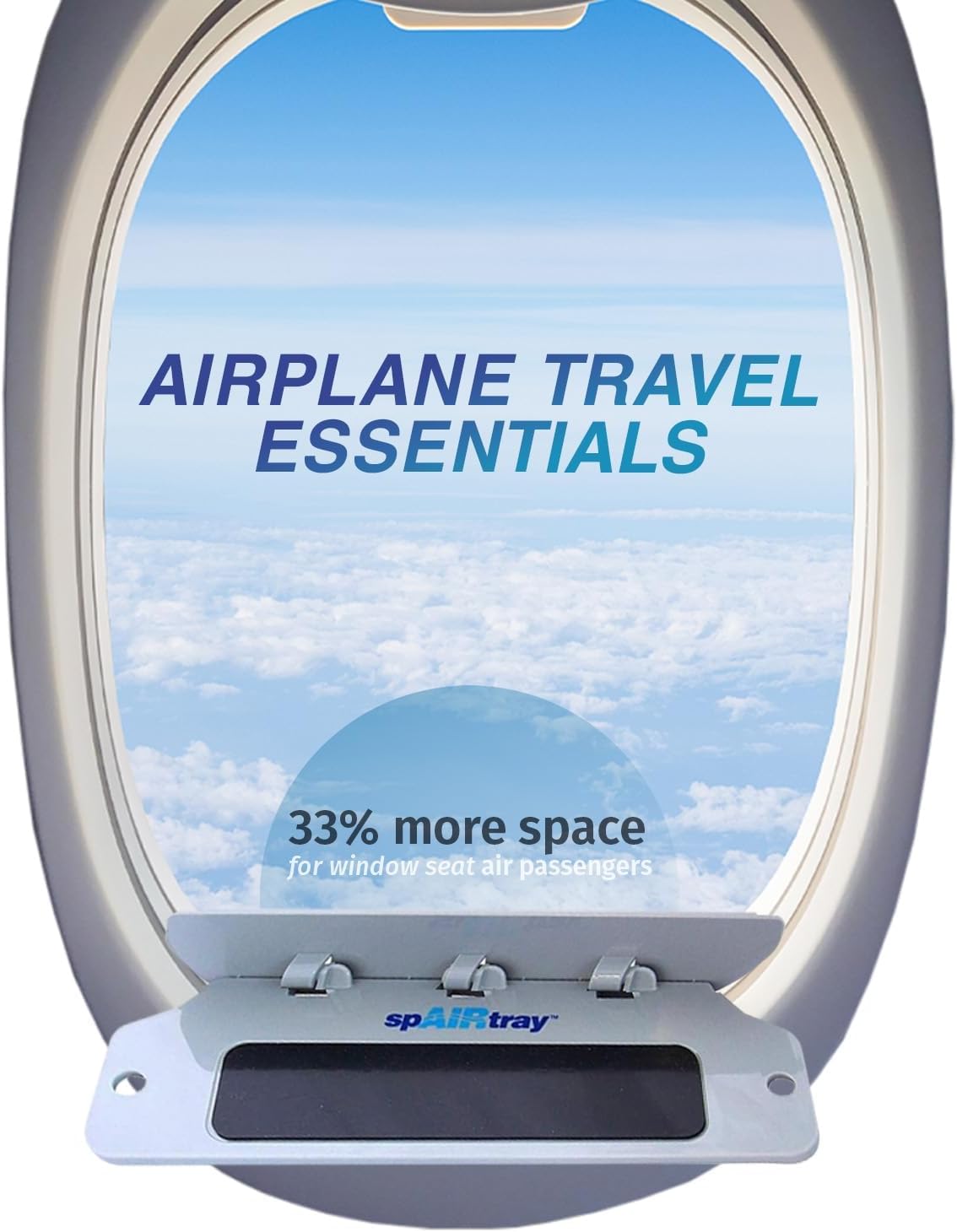 spAIRtray Travel Shelf - Airplane Travel Essentials Window Organizer, Air Travel Accessories for Long Flights, Portable Tray, Ideal Gifts for International Travelers, Airplane Window Tray