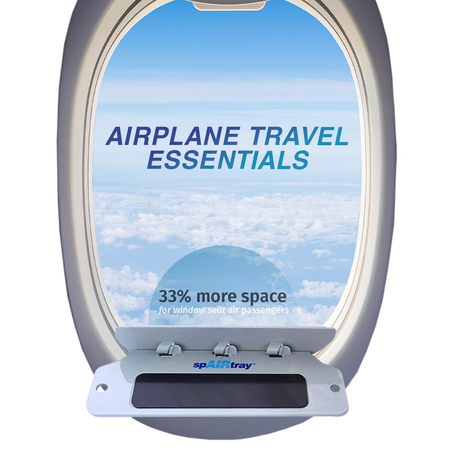 Travel Shelf - Airplane Travel Essentials Window Organizer, Air Travel Accessories for Long Flights, Portable Tray, Ideal Gifts for International Travelers, Airplane Window Tray