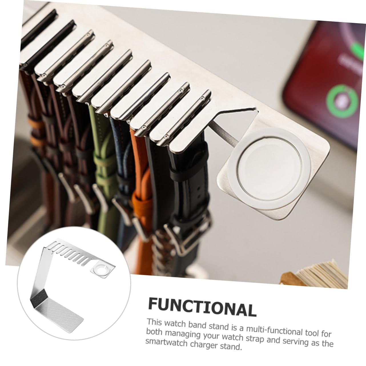 Supporto per Cinturino in Metallo per Orologio Intelligente Base da Tavolo per Caricabatterie Smartwatch Organizzatore Stabile per Cinturini